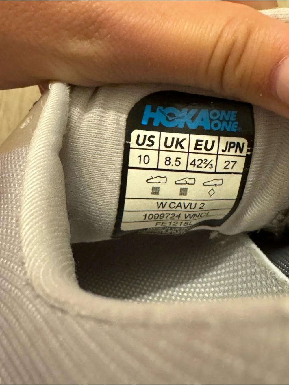Hoka Women's Grey Running Shoes with Blue and Yellow Accents
